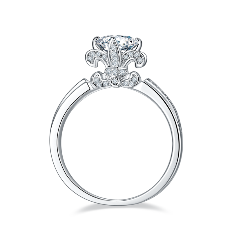 直臂唐嫣同款S925银镀白金MoissaniteWomen's Ring1ctD级
